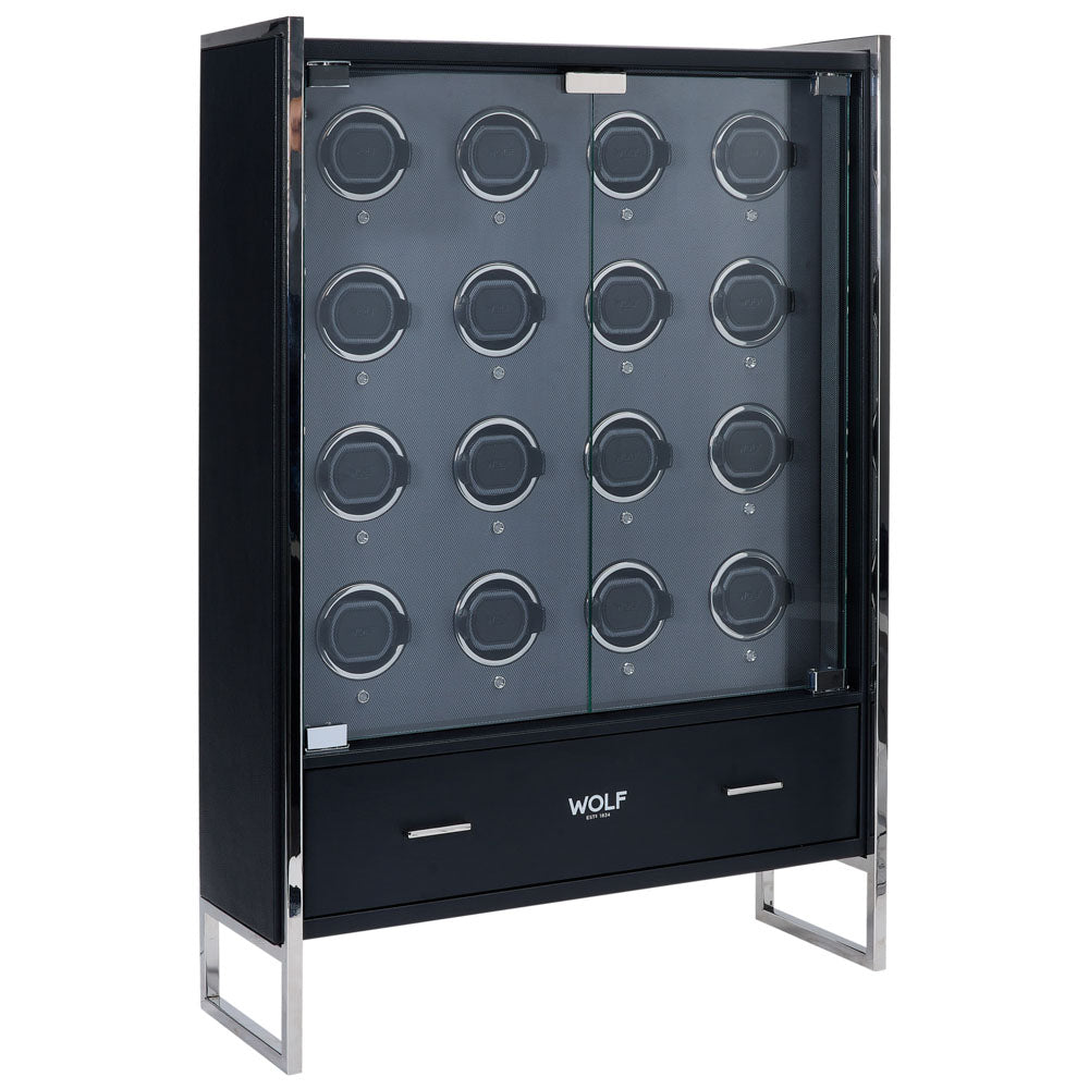 WOLF 1834 Classic 16 Piece Watch Winder Cabinet – Black - Image 2