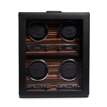 WOLF 1834 Roadster 4 Piece Watch Winder - Black Ebony Macassar - Image 1