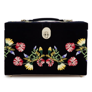 WOLF 1834 Zoe Large Jewelry Box – Indigo Velvet with Floral Embroidery - Image 1
