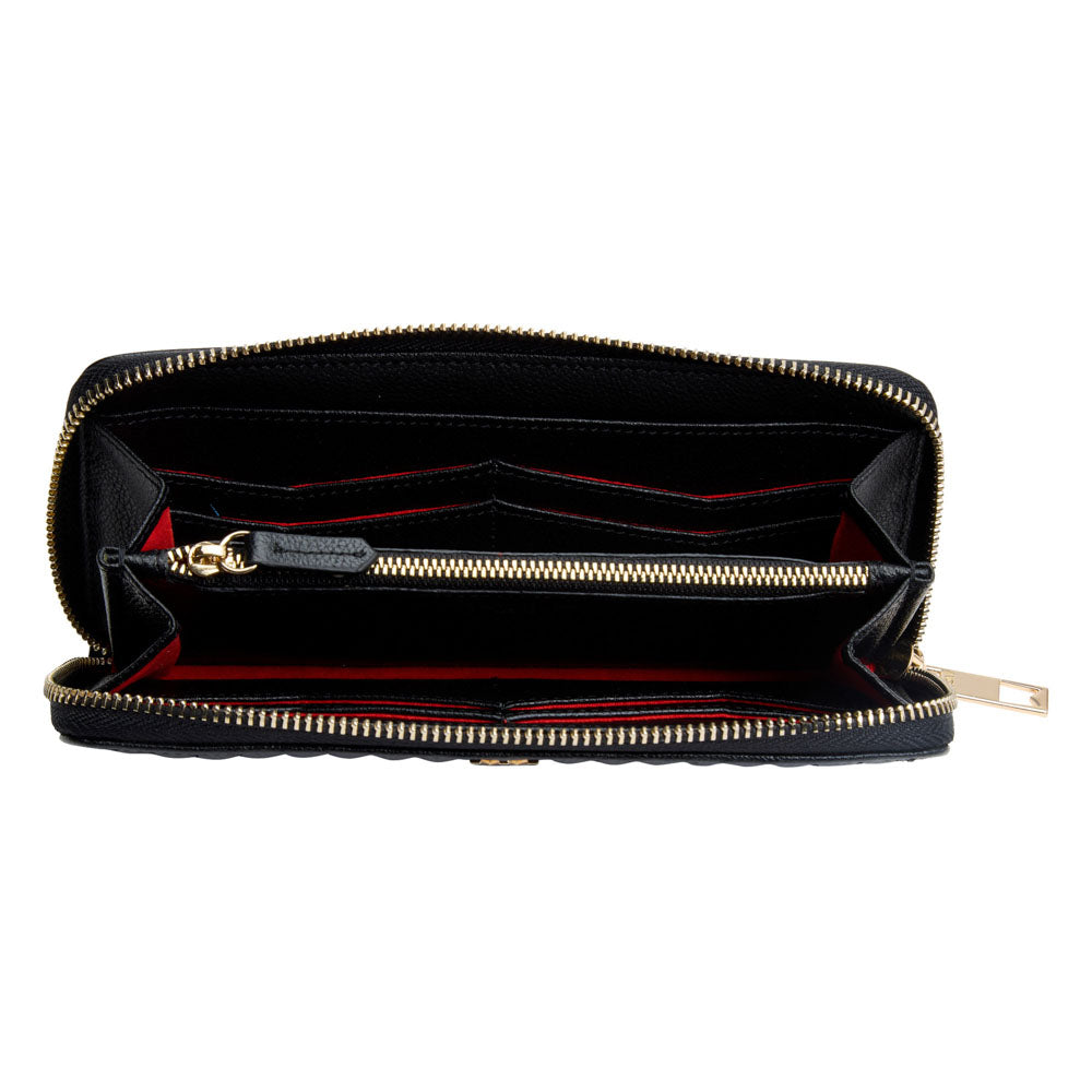 WOLF 1834 Mimi Continental Wallet - Black Quilted RFID Blocking Wallet with 8 Card Slots - Image 5