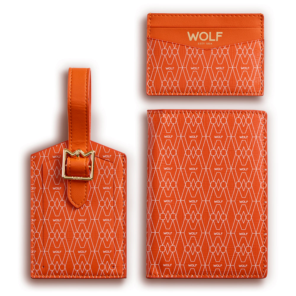 WOLF 1834 Signature Passport, Card Case & Luggage Tag Gift Set – Orange - Image 2
