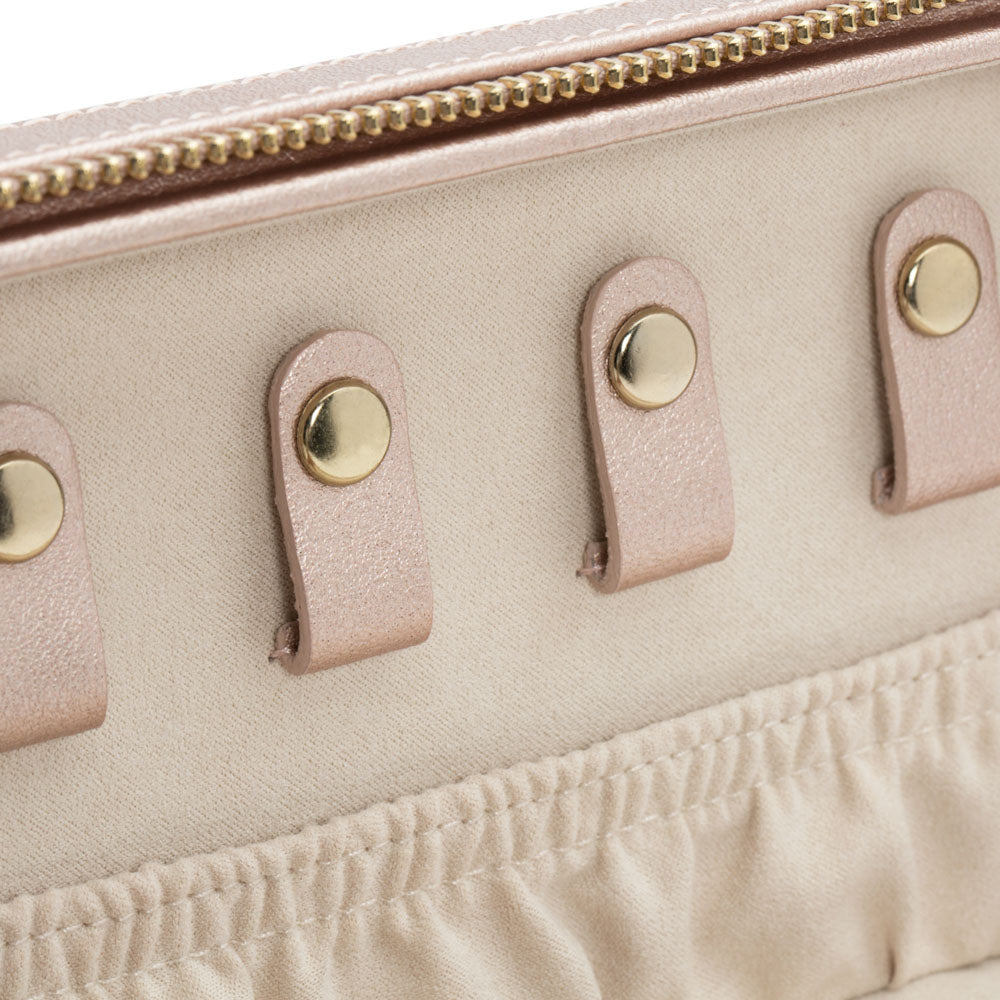 WOLF 1834 Palermo Zip Case – Rose Gold Leather Jewelry Travel Case - Image 5