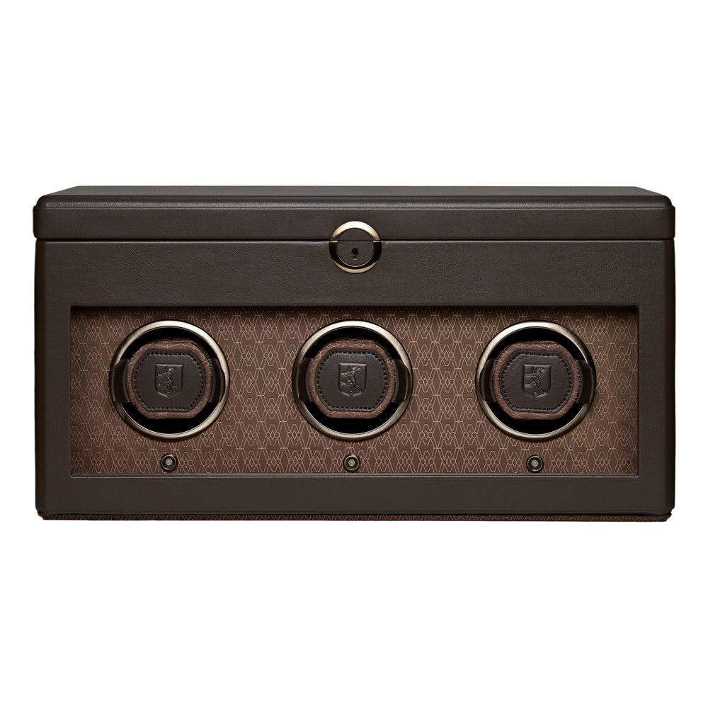 WOLF 1834 Earth Triple Watch Winder – Coffee (3‑Watch Winding, 5‑Watch Storage) - Image 1
