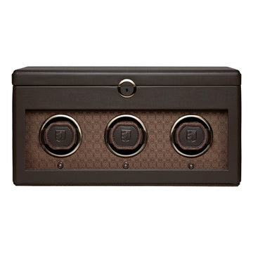 WOLF 1834 Earth Triple Watch Winder – Coffee (3‑Watch Winding, 5‑Watch Storage) - Image 1