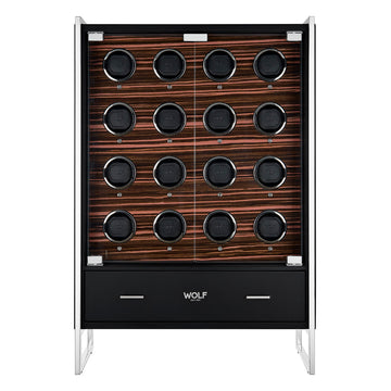 WOLF 1834 Roadster 16-Piece Watch Winder Cabinet – Black - Image 1