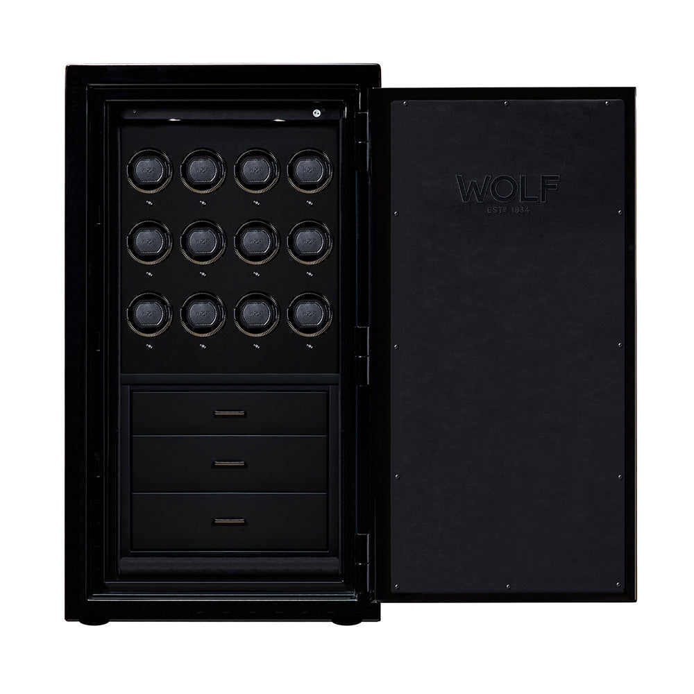 WOLF 1834 Atlas 12-Piece Watch Winder Safe - Onyx/Gunmetal - Image 2