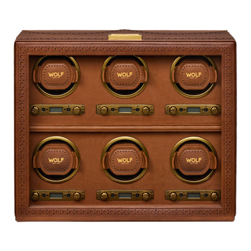 WOLF 1834 Brogue 6-Piece Watch Winder – Burnished Brown - Image 1