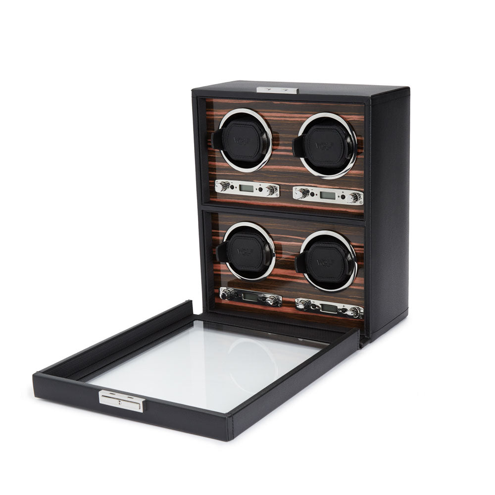 WOLF 1834 Roadster 4 Piece Watch Winder - Black Ebony Macassar - Image 2