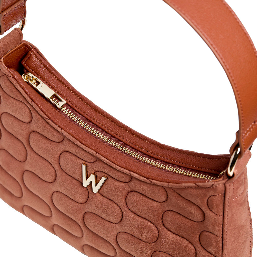 WOLF 1834 Mimi Swirl Shoulder Bag with Scarf - Nutshell Brown - Image 4