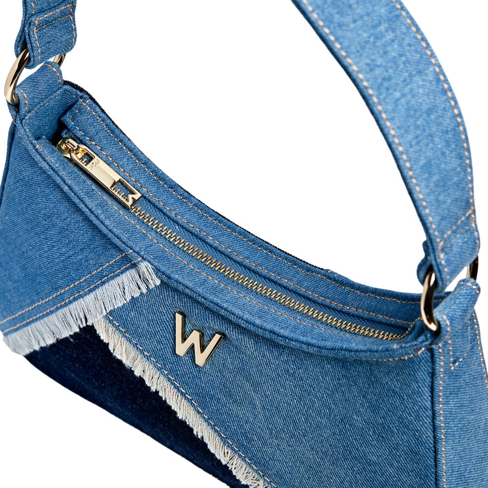 WOLF 1834 Mimi Swirl Shoulder Bag with Scarf Limited Edition – Patchwork Denim - Image 5