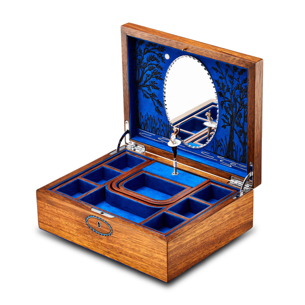 WOLF 1834 Ballet Musical Jewelry Box – Swan Lake Walnut Wood - Image 5
