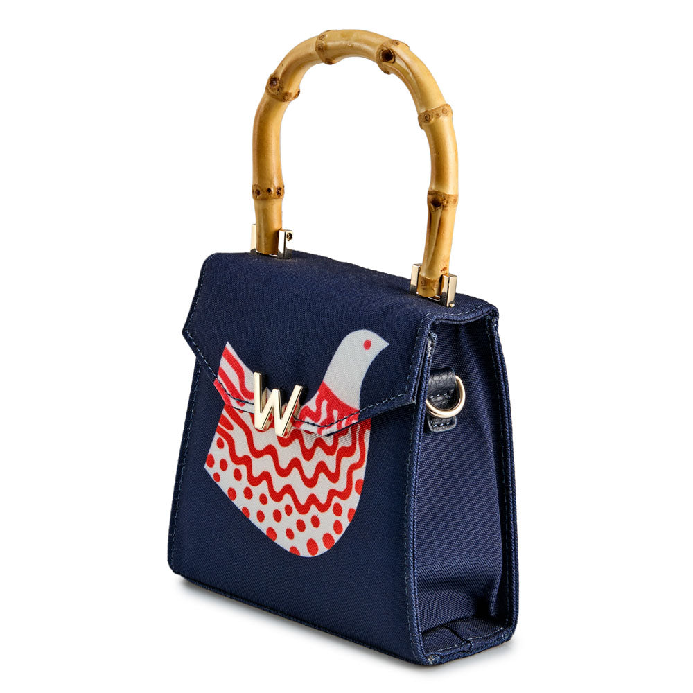 WOLF 1834 Evie Small Bag - Navy Bird | Fiona Howard Hand-Printed Crossbody - Image 2