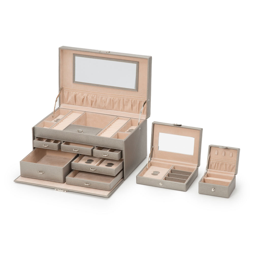 WOLF 1834 Heritage Large Jewelry Box - Pewter Saffiano (53-Piece) - Image 4