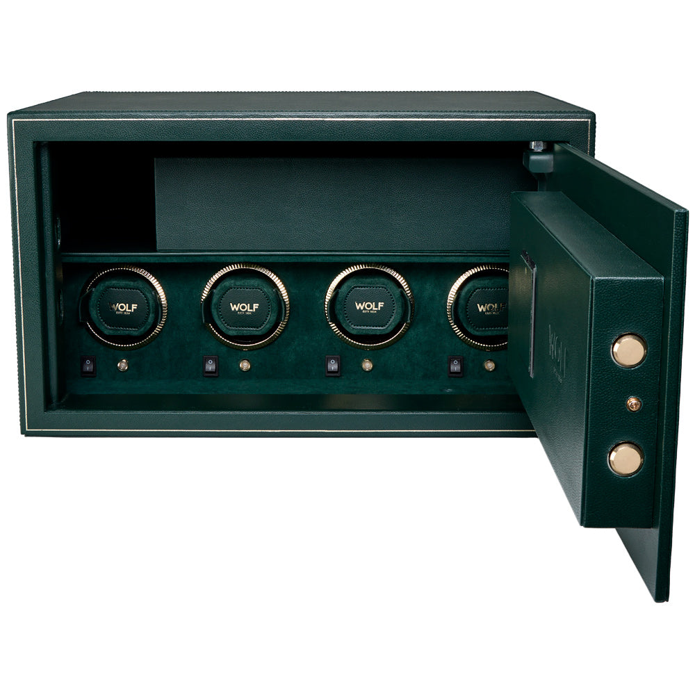 WOLF 1834 The Den 4-Piece Watch Winder Safe – Green Vegan Leather - Image 3