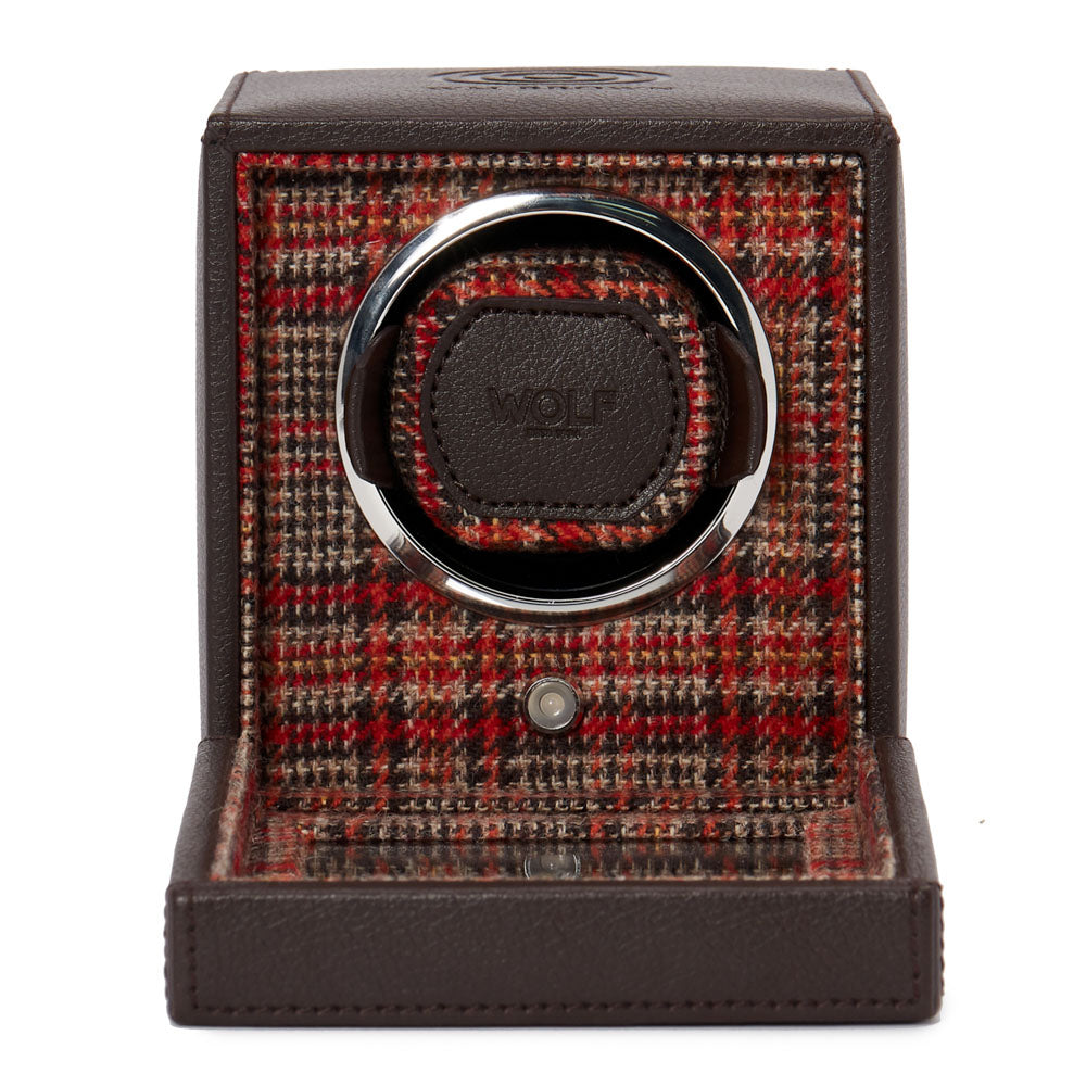 WOLF 1834 WM Brown Single Watch Winder – Brown Vegan Leather with Negroni Tweed - Image 3