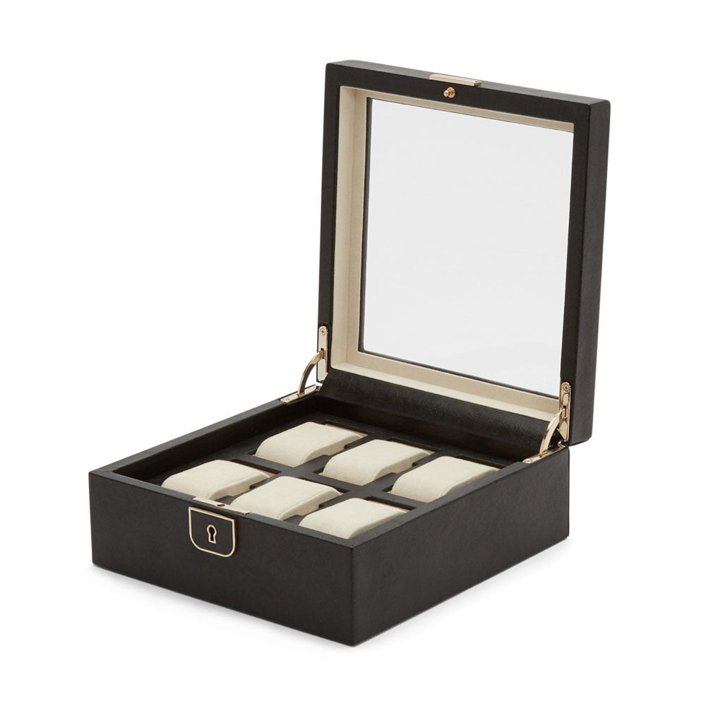 WOLF 1834 Palermo 6 Piece Watch Box – Black Anthracite Leather - Image 3