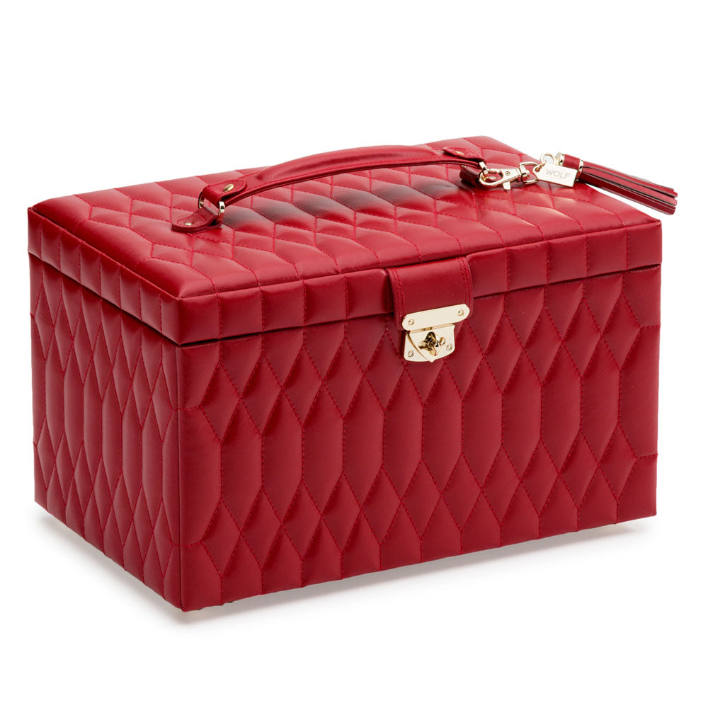 WOLF 1834 Caroline Large Jewelry Case – Red, 19 Compartments with Travel Case - Image 2