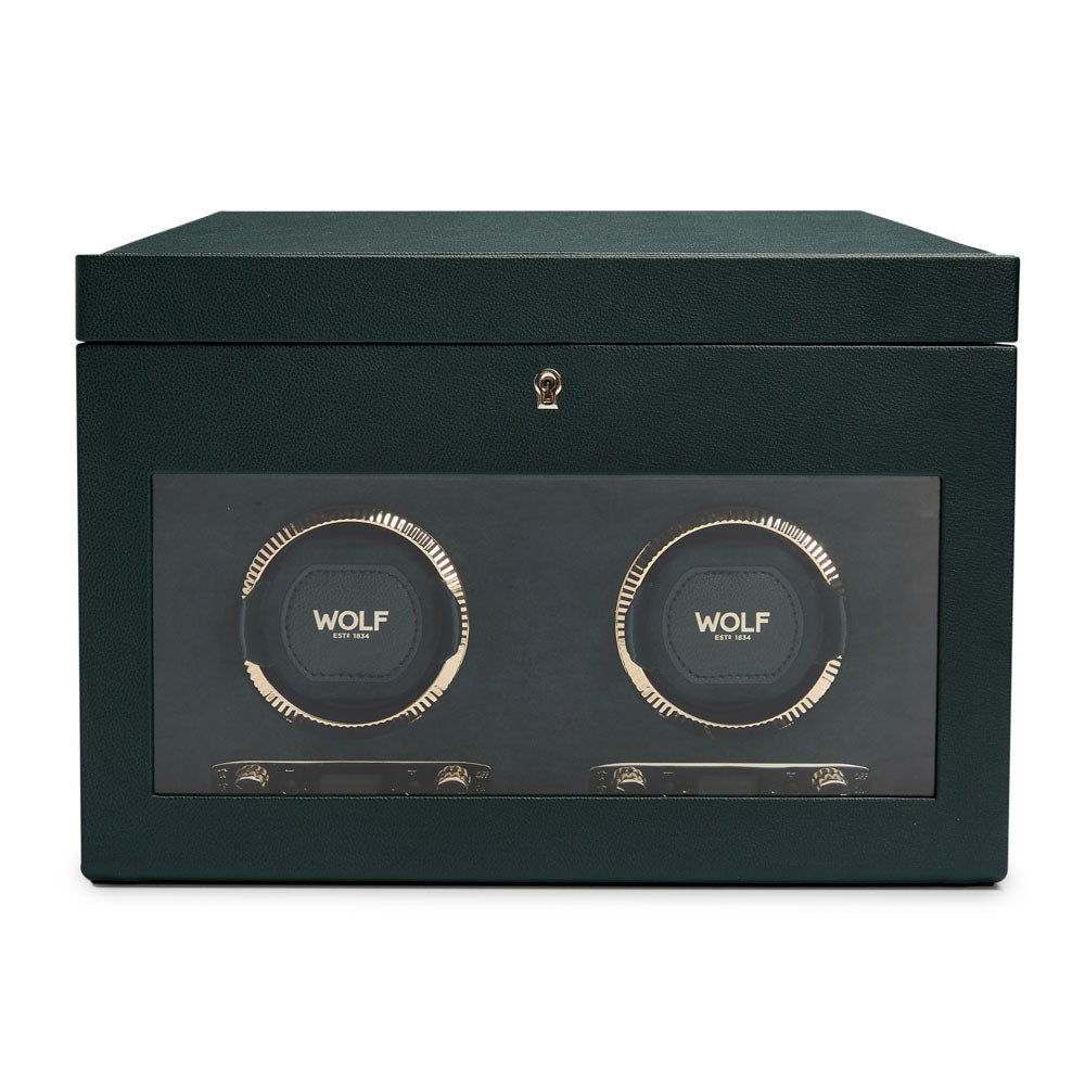 WOLF 1834 British Racing Double Watch Winder with Storage - Green - Image 1