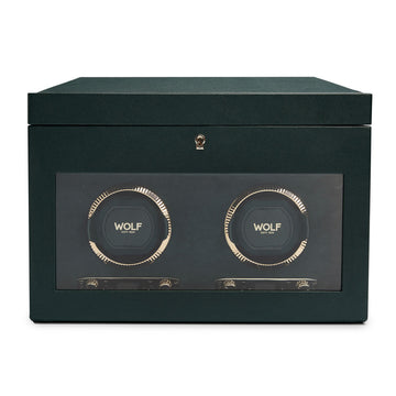 WOLF 1834 British Racing Double Watch Winder with Storage - Green - Image 1