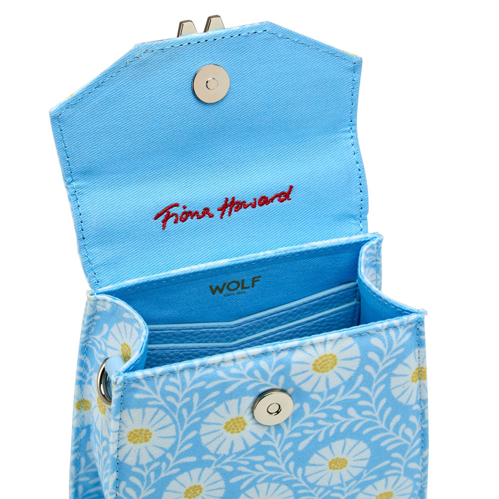 WOLF 1834 Evie Small Bag - Sky Daisy Blue | Fiona Howard Designer Mini Bag - Image 5