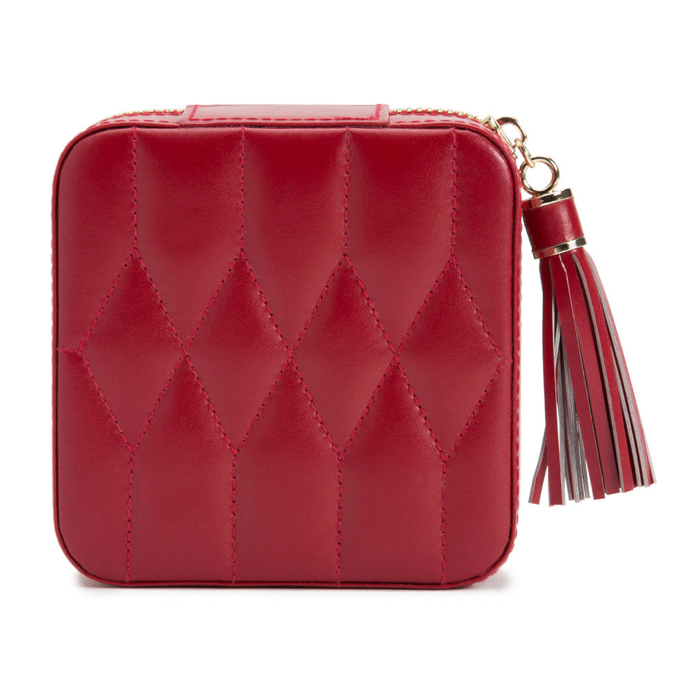 WOLF 1834 Caroline Zip Travel Case – Red Leather Jewelry Organizer with LusterLoc™ - Image 1
