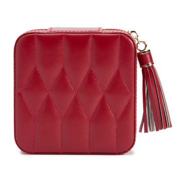 WOLF 1834 Caroline Zip Travel Case – Red Leather Jewelry Organizer with LusterLoc™ - Image 1