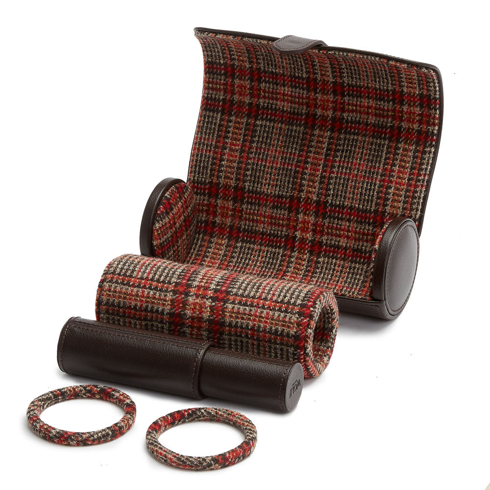 WOLF 1834 x WM Brown Watch Roll with Cigar Case – 3 Watch Capacity, Brown Leather & Negroni Tweed - Image 4