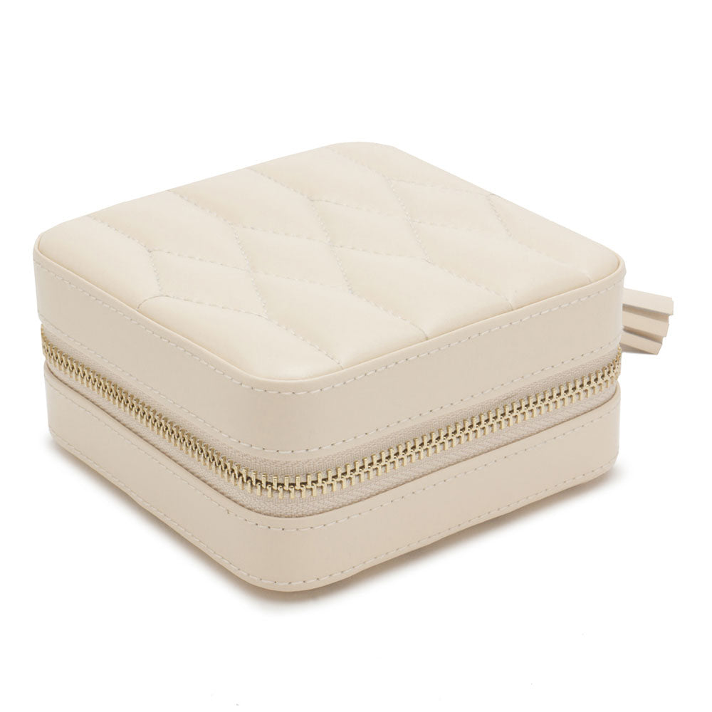 WOLF 1834 Caroline Zip Travel Case – Ivory Leather Jewelry Organizer - Image 2