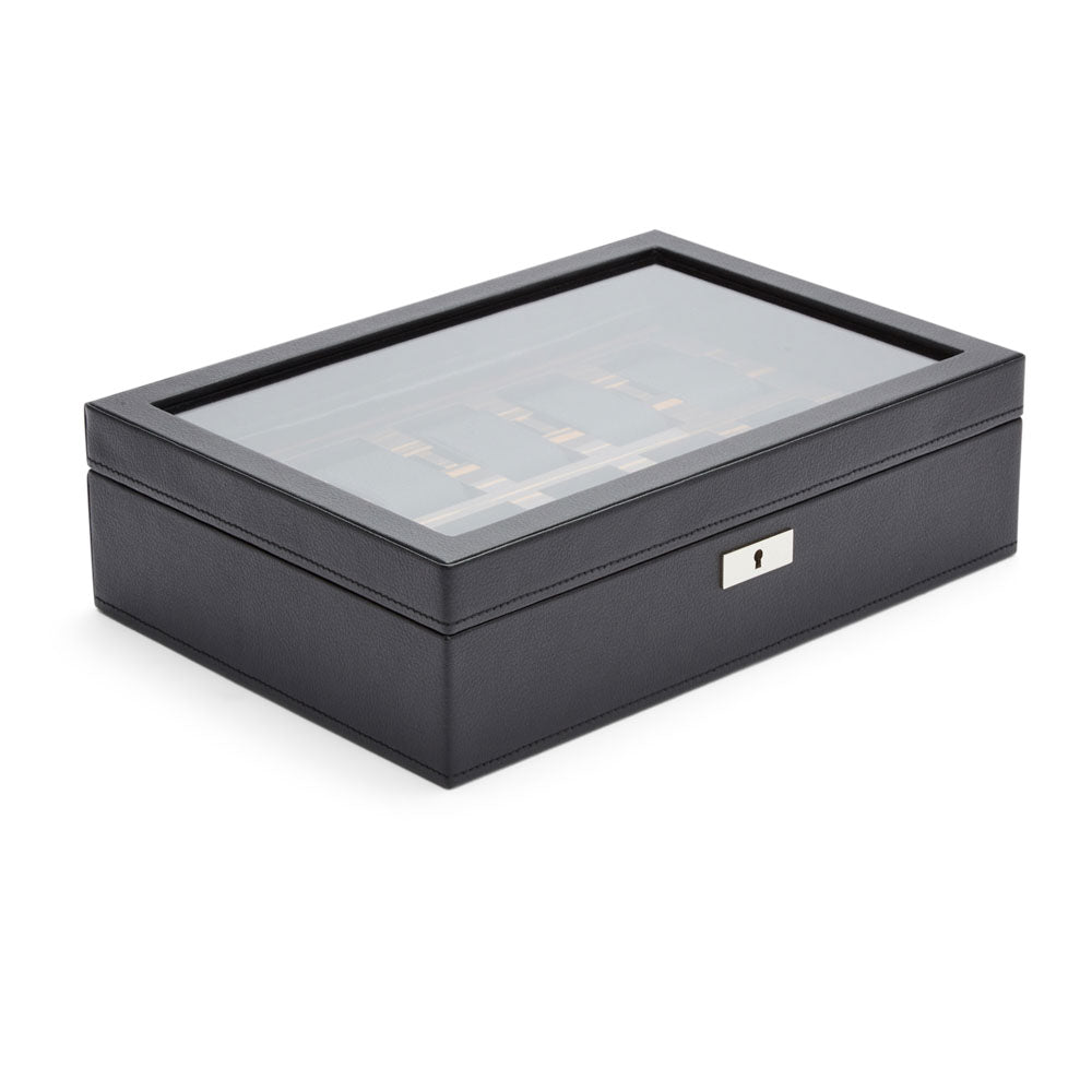 WOLF 1834 Roadster 10-Piece Watch Box - Black Vegan Leather with Ebony Macassar - Image 2