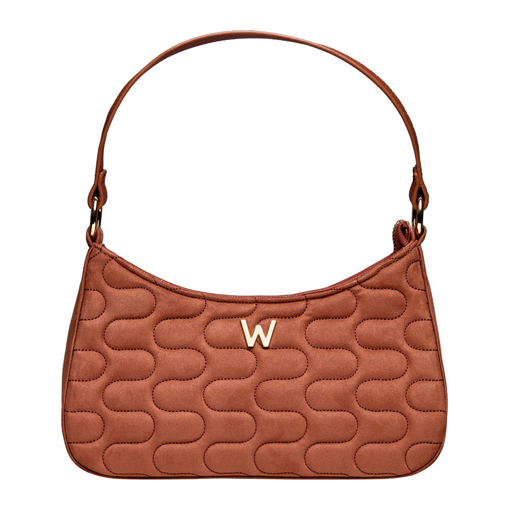 WOLF 1834 Mimi Swirl Shoulder Bag with Scarf - Nutshell Brown - Image 1