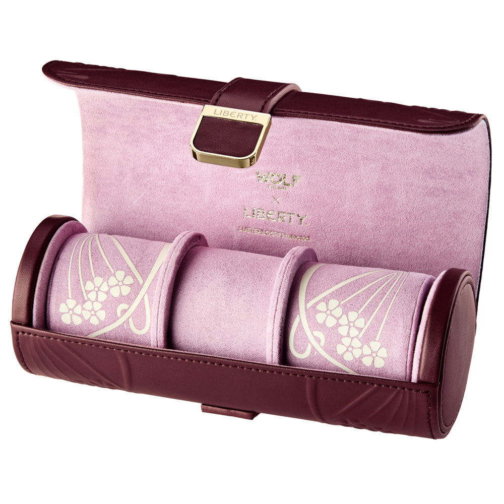 WOLF 1834 X Liberty London Triple Watch Roll – Burgundy - Image 3