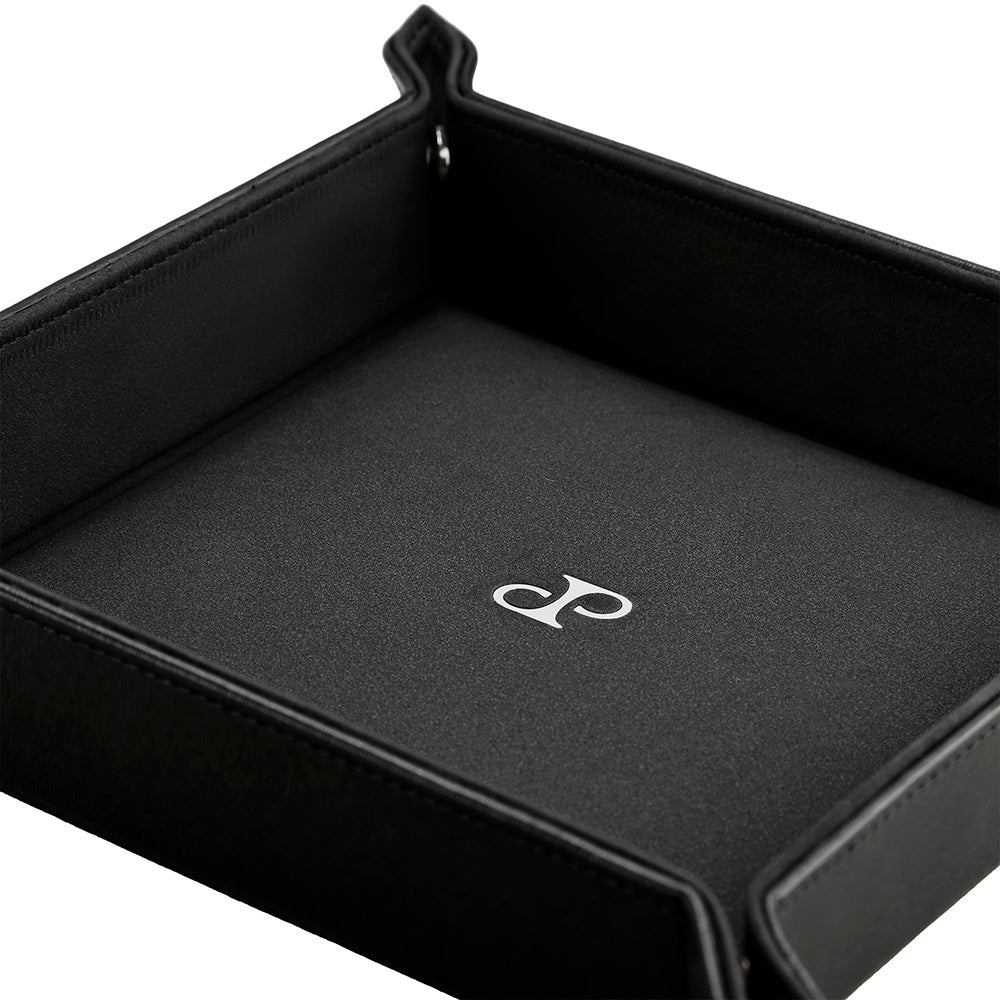 WOLF 1834 Philipp Snap Valet Tray – Black Vegan Leather, 9" Square - Image 3