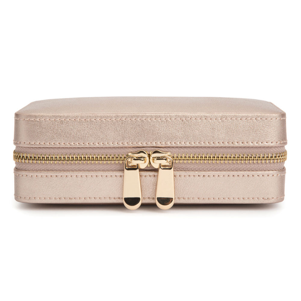 WOLF 1834 Palermo Zip Case – Rose Gold Leather Jewelry Travel Case - Image 1