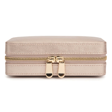WOLF 1834 Palermo Zip Case – Rose Gold Leather Jewelry Travel Case - Image 1