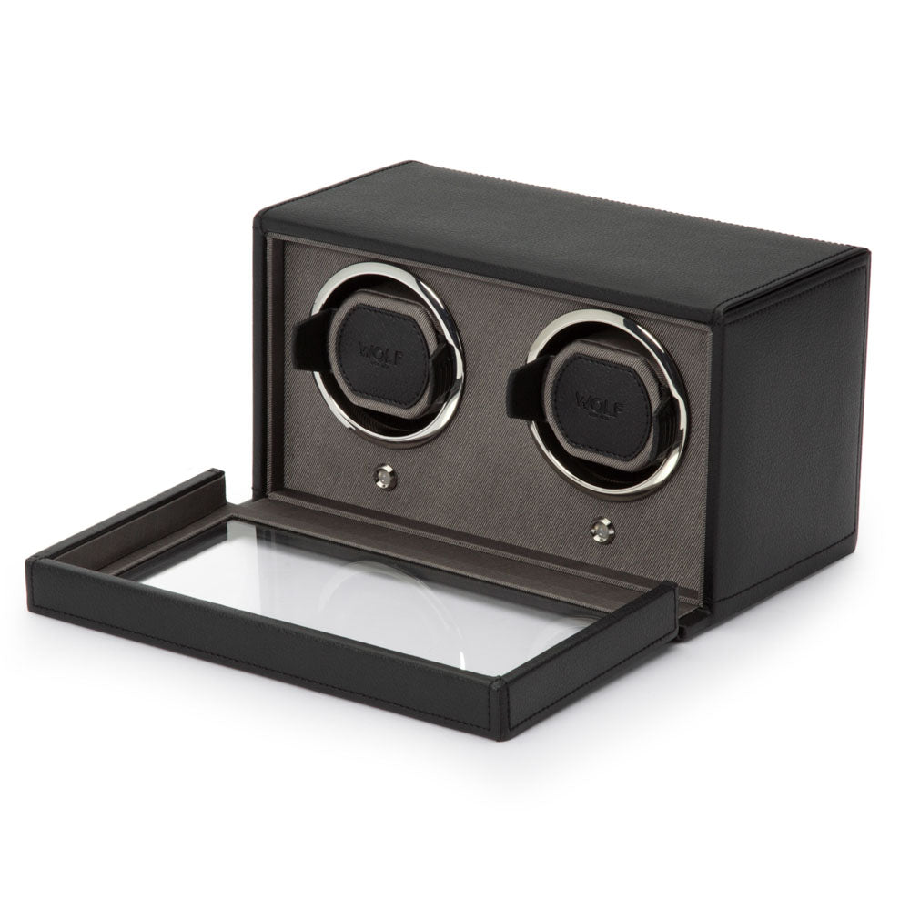 WOLF 1834 Cub Double Watch Winder with Cover – Black (2 Watch Capacity) - Image 4
