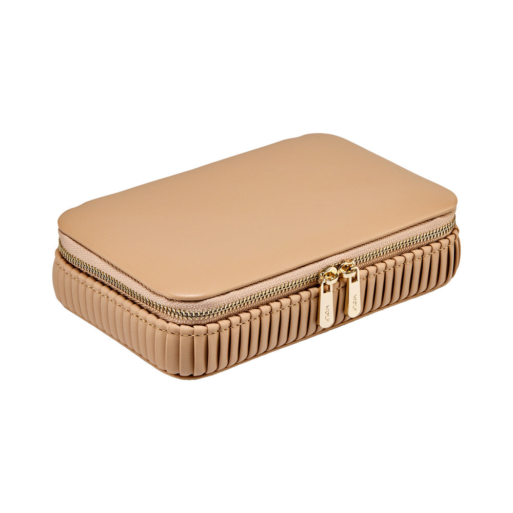 WOLF 1834 Bella Zip Case - Mocha | Compact Jewelry Travel Case with LusterLoc™ Lining - Image 2