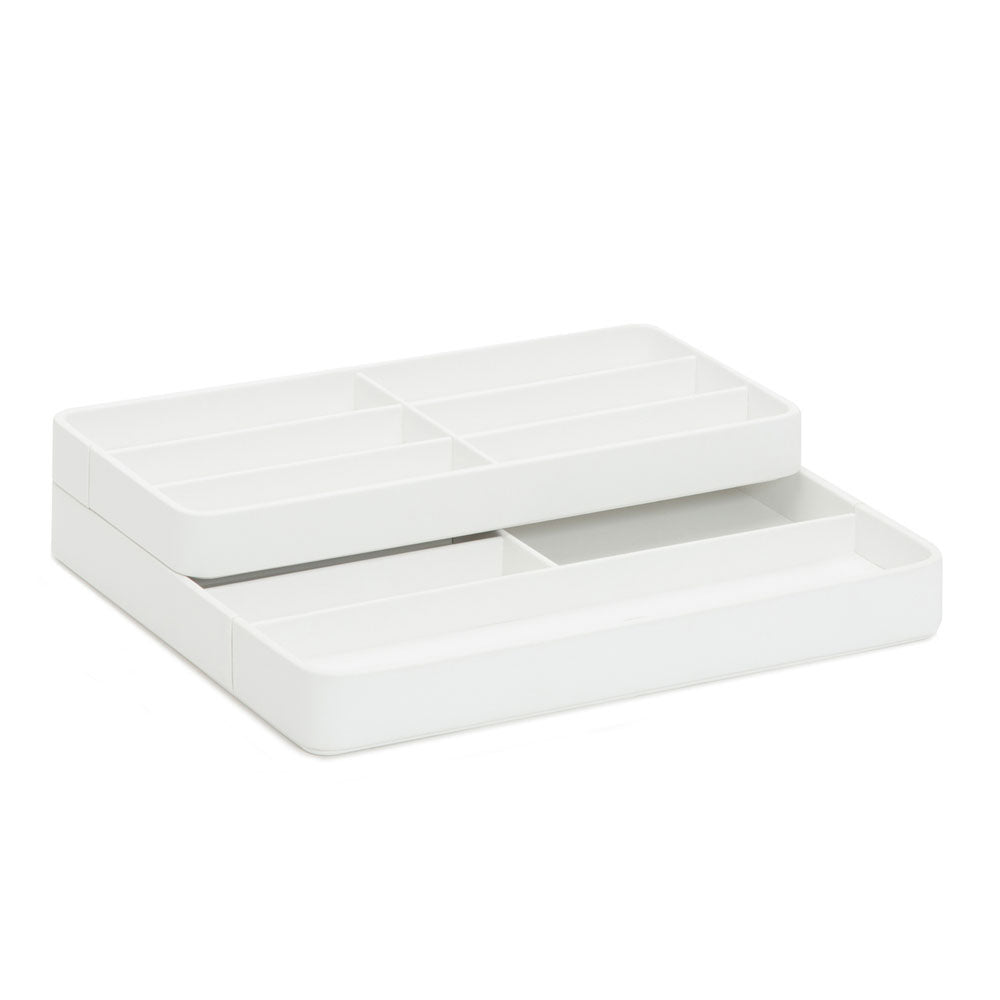 WOLF 1834 Watch Valet with Strap Tray for Apple Watch – White - Image 1