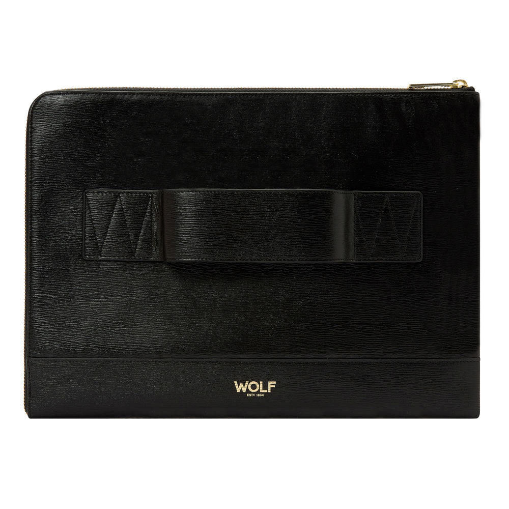 WOLF 1834 W Laptop Sleeve - Black Embossed Leather with RFID Protection (13") - Image 2