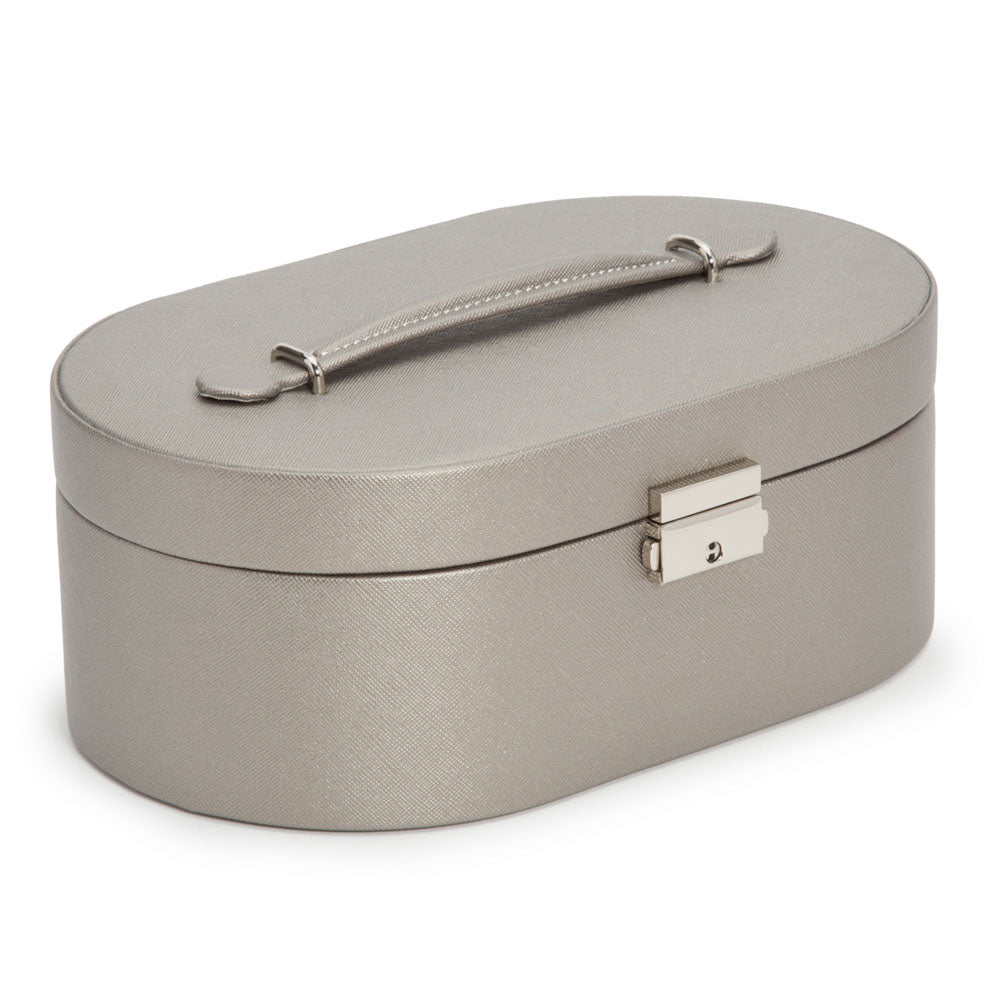 WOLF 1834 Heritage Oval Jewelry Box – Pewter Saffiano - Image 2