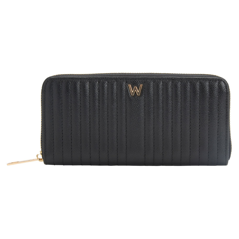 WOLF 1834 Mimi Continental Wallet - Black Quilted RFID Blocking Wallet with 8 Card Slots - Image 1