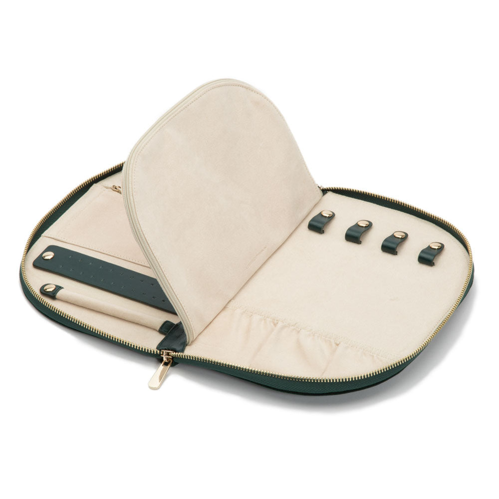 WOLF 1834 Zoe Portfolio – Forest Green Velvet Jewelry Travel Case - Image 4
