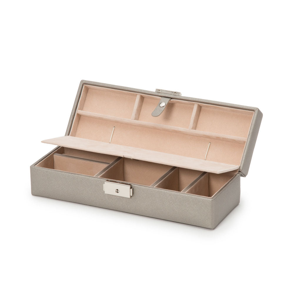 WOLF 1834 Heritage Safe Deposit Jewelry Case – Pewter Saffiano - Image 4