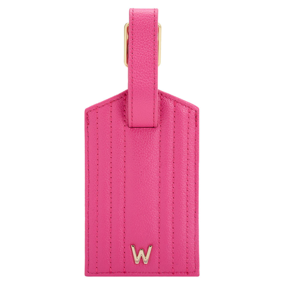 WOLF 1834 Mimi Luggage Tag - Pink | Quilted Designer Travel Tag - Image 1