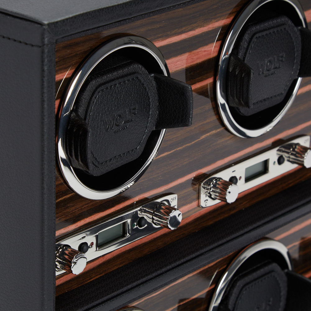 WOLF 1834 Roadster 6-Piece Watch Winder - Black Ebony Macassar - Image 3