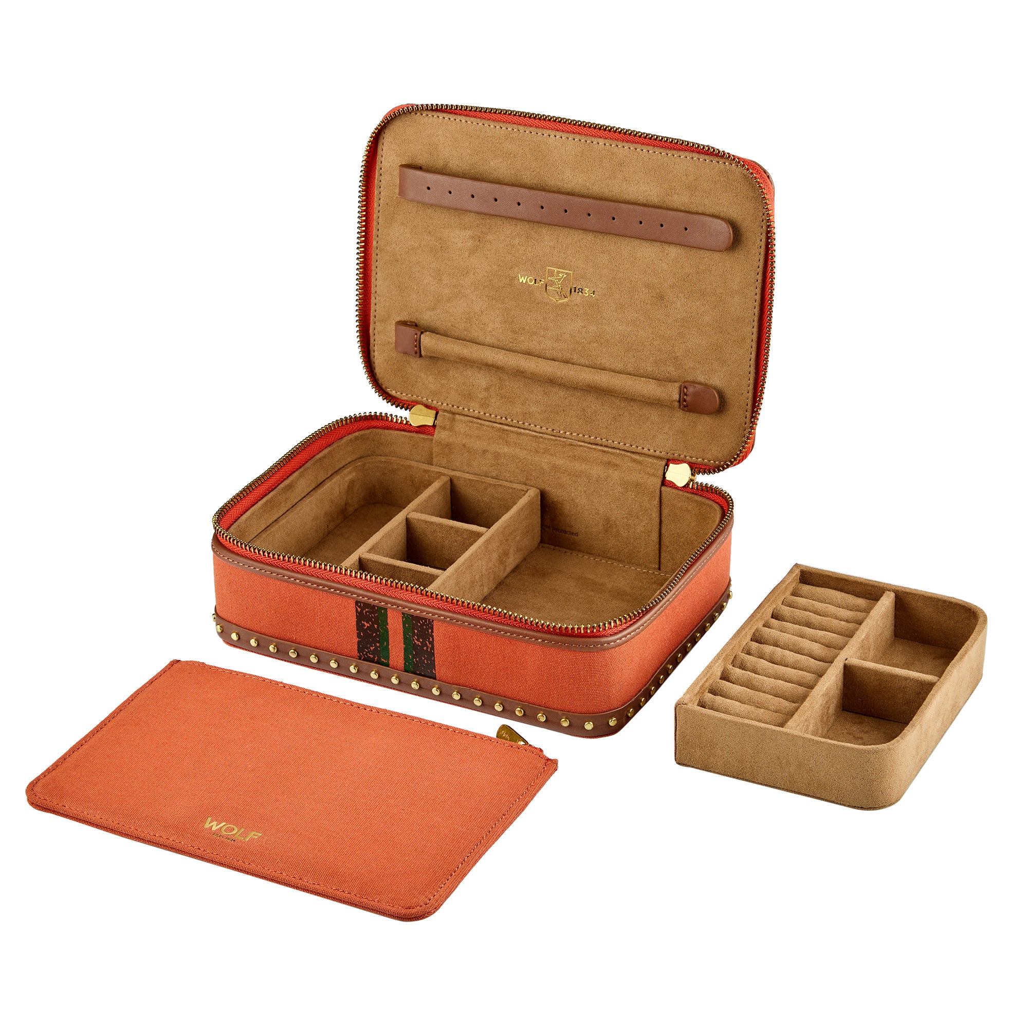 WOLF 1834 Ida Travel Zip Jewelry Case – Orange - Image 4