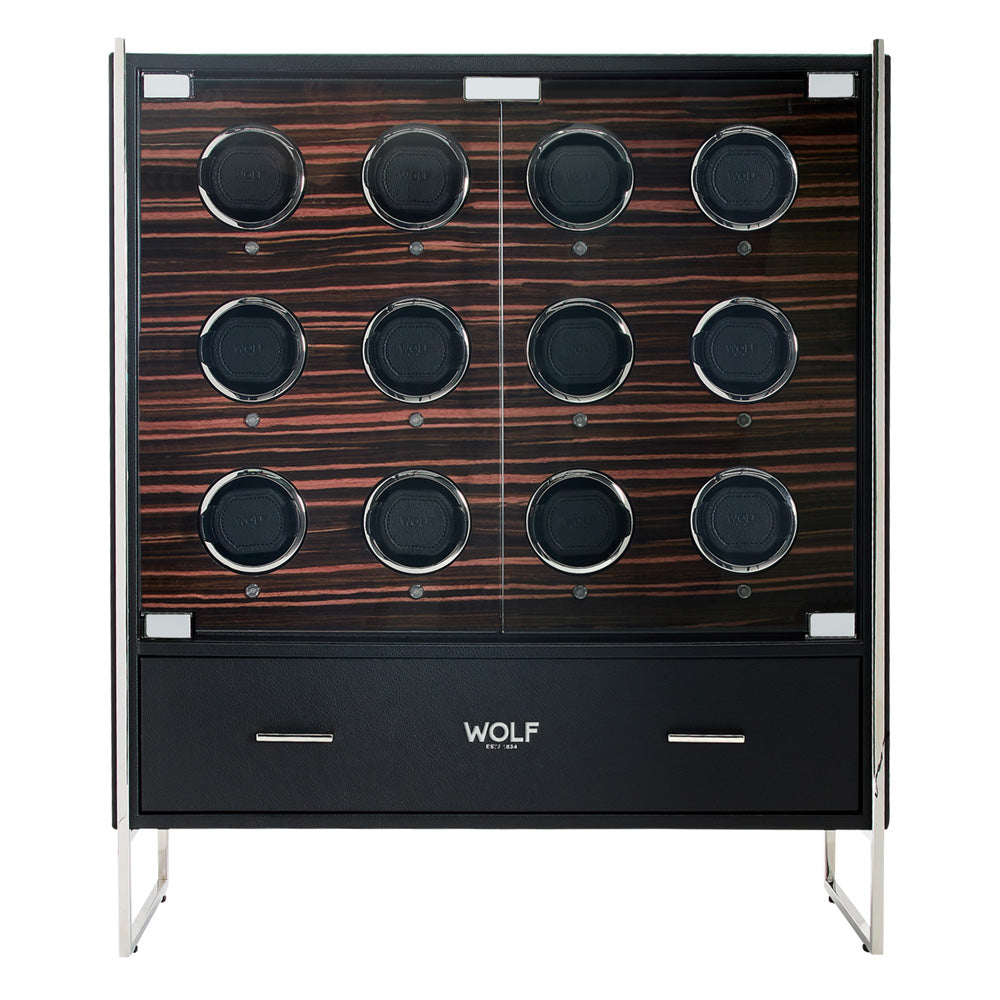 WOLF 1834 Roadster 12-Piece Watch Winder Cabinet – Black - Image 1