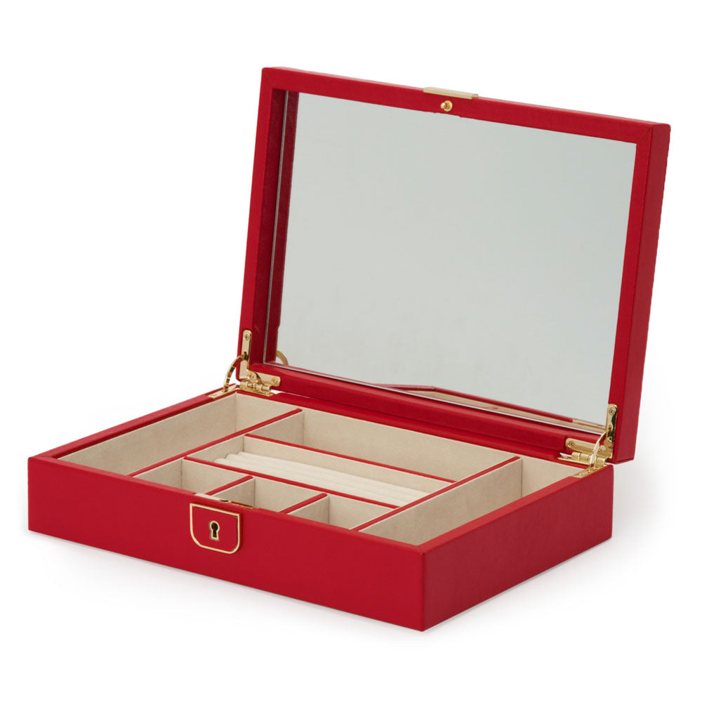WOLF 1834 Palermo Medium Jewelry Box - Red - 4 Ring Rolls, 6 Compartments, LusterLoc™ Anti-Tarnish Lining - Image 3
