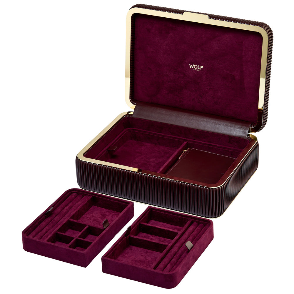 WOLF 1834 Bella Medium Jewelry Box - Bordeaux Vegan Leather with LusterLoc™ Anti-Tarnish Lining - Image 5