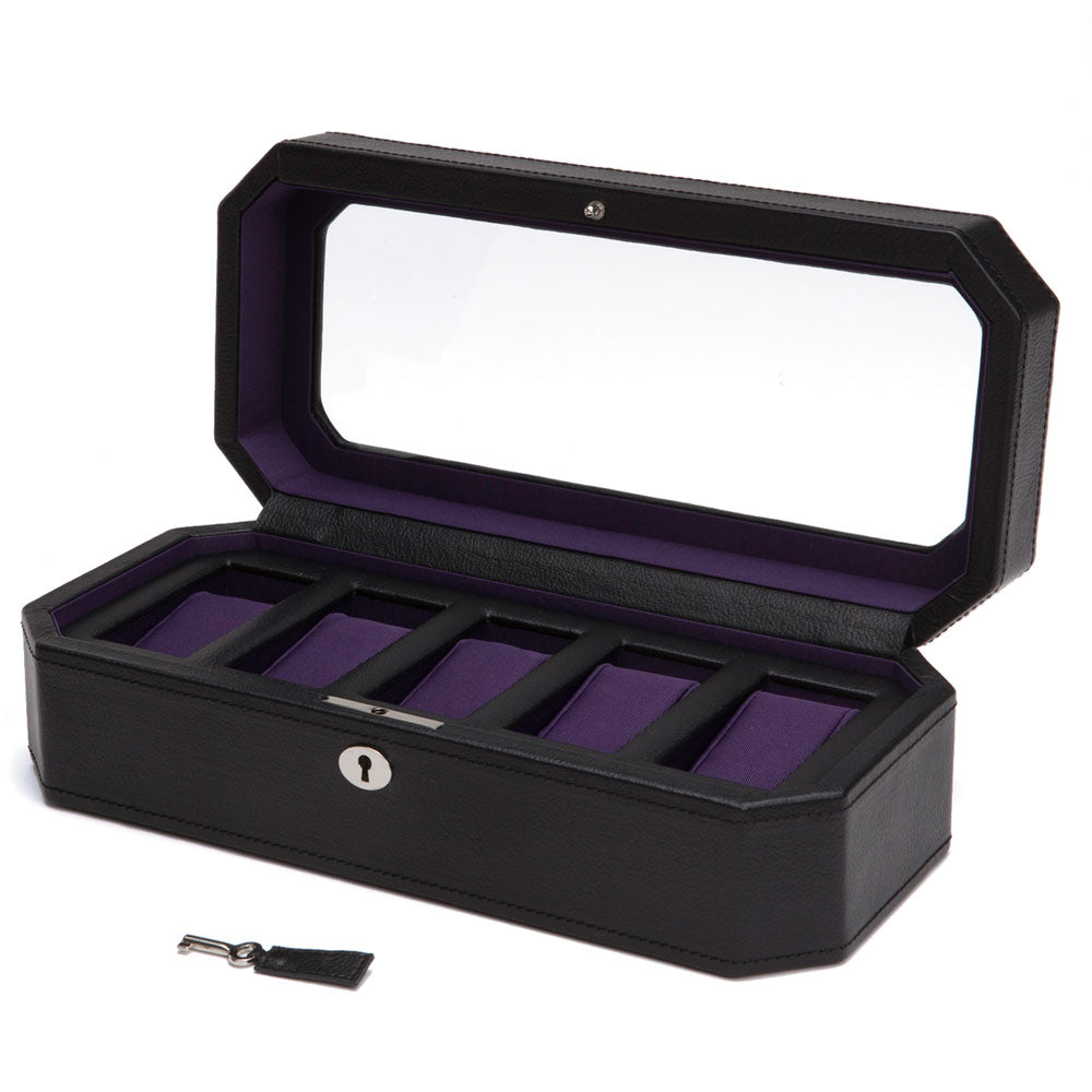 WOLF 1834 Windsor 5-Piece Watch Box – Black/Purple - Image 2