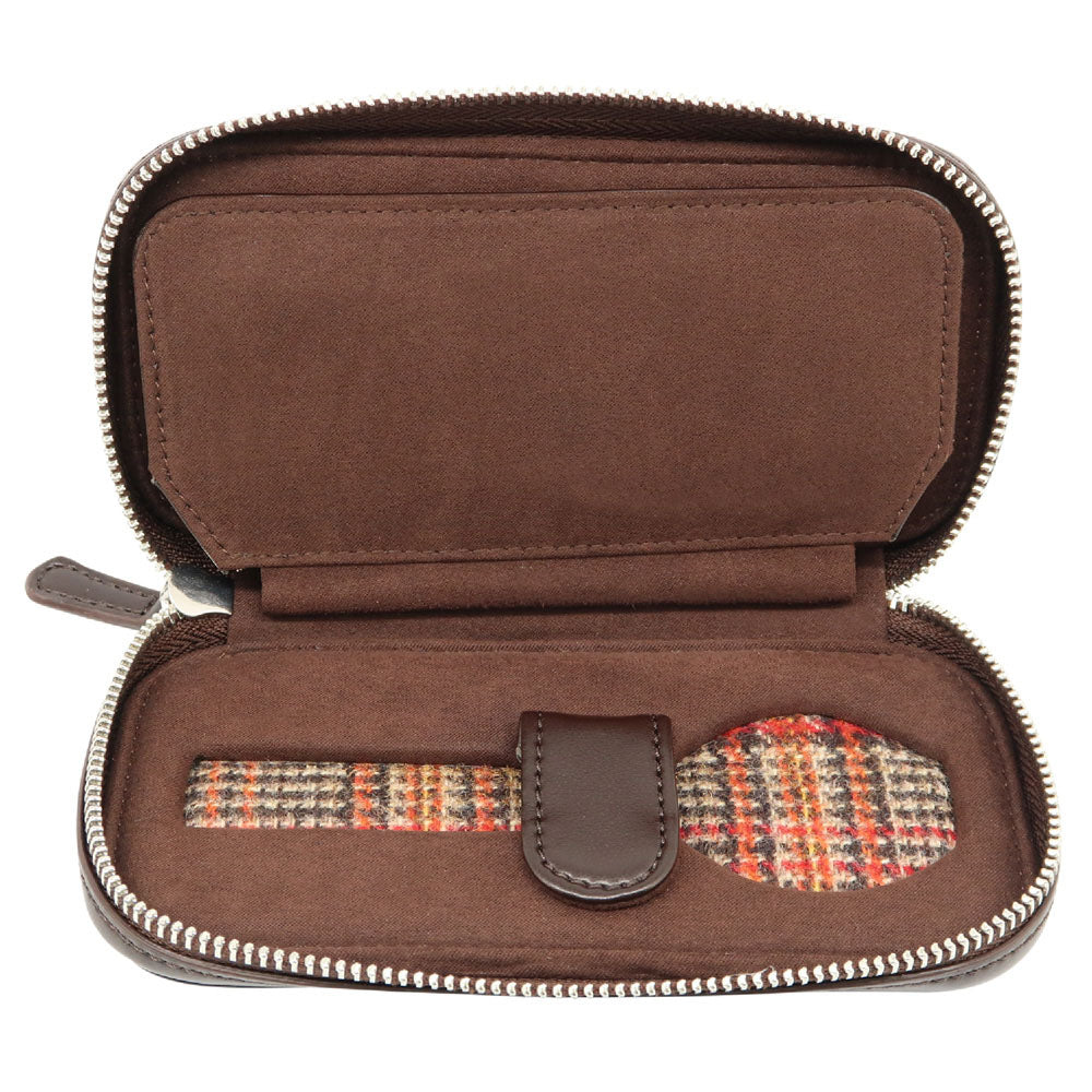 WOLF 1834 WM Brown 2-Piece Watch Zip Case – Brown Pebble Vegan Leather - Image 3